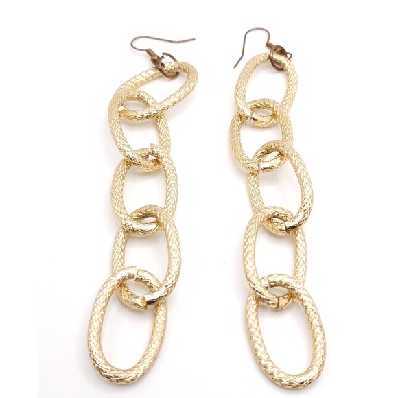 The Unbranded Brand Jewelry - Gold Tone Textured Chain Link Dangle Earrings Women's 4 in Statement Jewelry